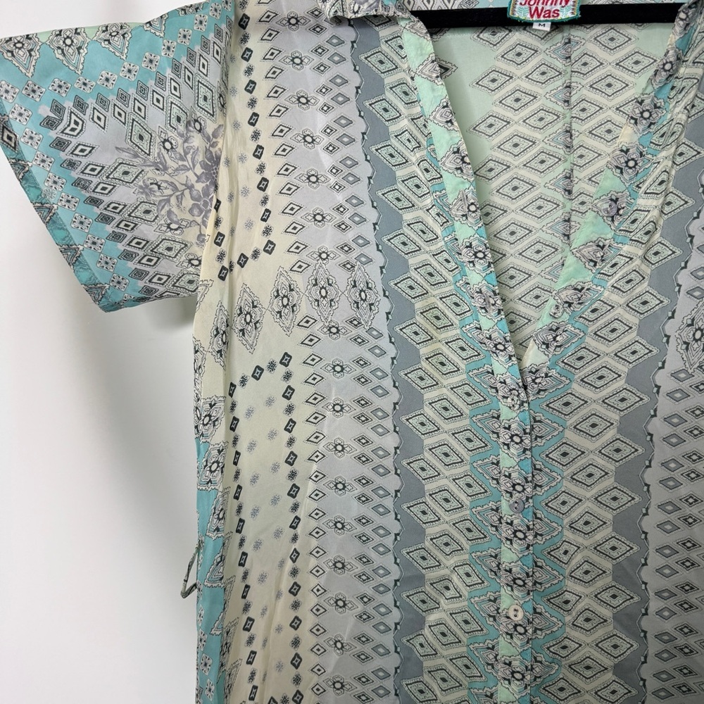 Johnny Was Patterned Rayon Short Sleeve Dress M - Picture 3 of 6